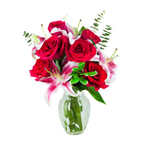 Flower arrangement with red tulip